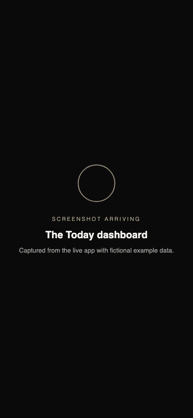 The Today dashboard: champagne calorie ring and quiet macro bars